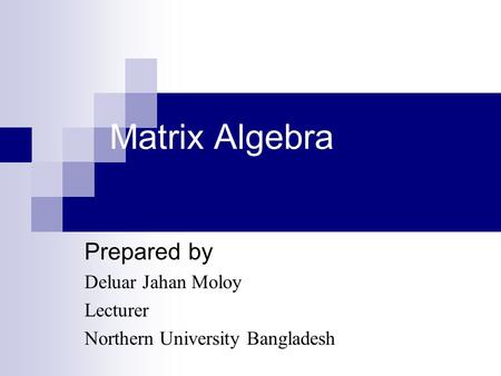 Prepared by Deluar Jahan Moloy Lecturer Northern University Bangladesh