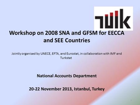 Workshop on 2008 SNA and GFSM for EECCA and SEE Countries Jointly organised by UNECE, EFTA, and Eurostat, in collaboration with IMF and Turkstat National.