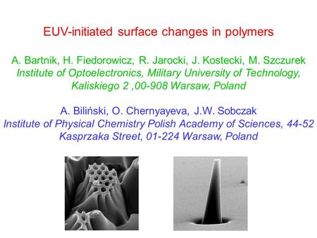 EUV-initiated surface changes in polymers