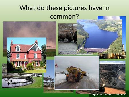 Topic 4: Water World What do these pictures have in common?