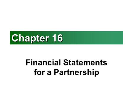 Financial Statements for a Partnership