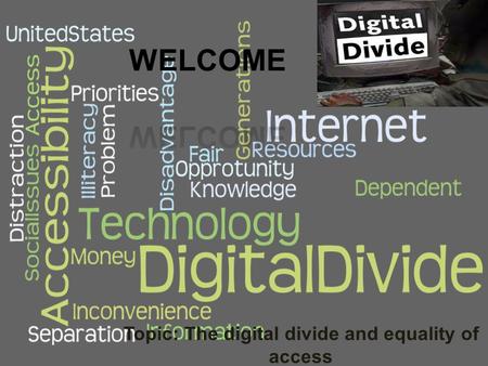 Topic: The digital divide and equality of access.