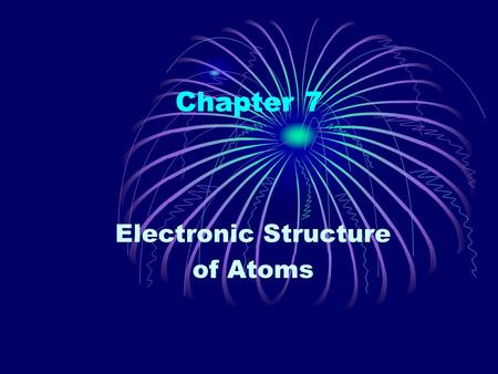 Chapter 7 Electronic Structure of Atoms. The Wave Nature of Light The electronic structure of an atom refers to the arrangement of the electrons. Visible.