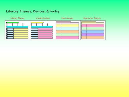 Literary Themes, Devices, & Poetry Literary ThemesLiterary DevicesPoem AnalysisSong Lyrics Analysis.