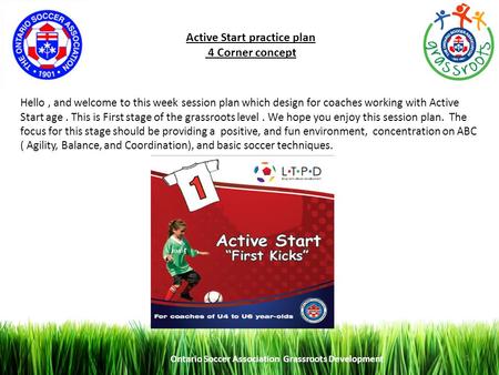 Active Start practice plan 4 Corner concept