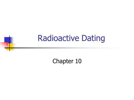 Radioactive Dating Chapter 10. Absolute Dating Process of establishing the age of an object by determining the number of years it has existed Absolute.