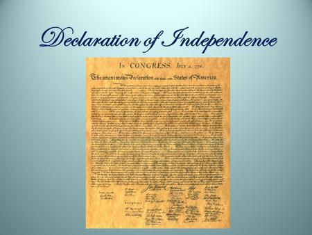 Declaration of Independence. Colonists who did not wish to remain British subjects declared themselves Patriots Those who remained faithful to England.