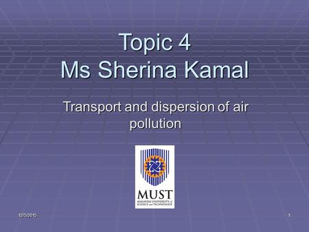 Transport and dispersion of air pollution
