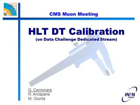 HLT DT Calibration (on Data Challenge Dedicated Stream) G. Cerminara N. Amapane M. Giunta CMS Muon Meeting.