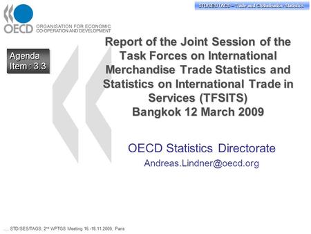 STD/PASS/TAGS – Trade and Globalisation Statistics STD/SES/TAGS – Trade and Globalisation Statistics Report of the Joint Session of the Task Forces on.