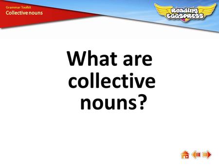 What are collective nouns? Grammar Toolkit. A collective noun names a group or collection of people or things. familyherdpair.