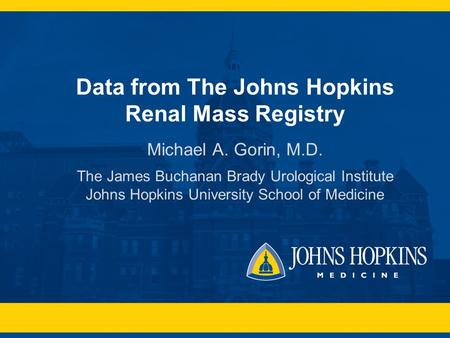 Data from The Johns Hopkins Renal Mass Registry