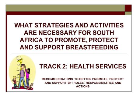 WHAT STRATEGIES AND ACTIVITIES ARE NECESSARY FOR SOUTH AFRICA TO PROMOTE, PROTECT AND SUPPORT BREASTFEEDING TRACK 2: HEALTH SERVICES RECOMMENDATIONS TO.