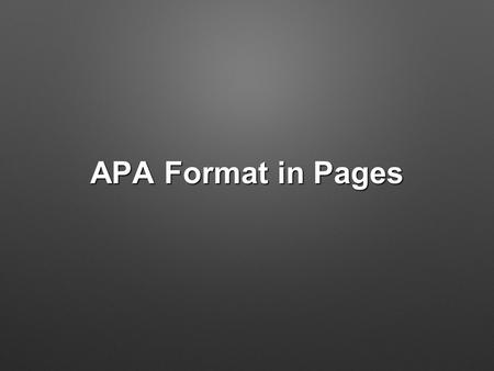 APA Format in Pages. Running Header and Page Numbers To create a running header click first on the wrench in the top right corner To create a running.