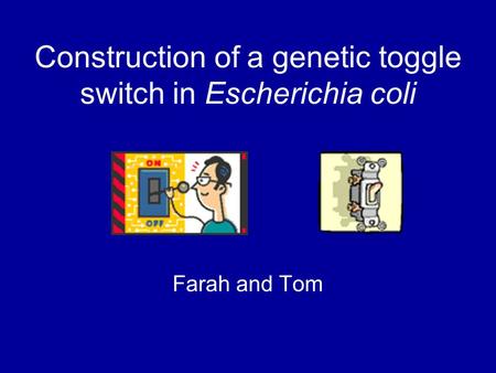 Construction of a genetic toggle switch in Escherichia coli Farah and Tom.