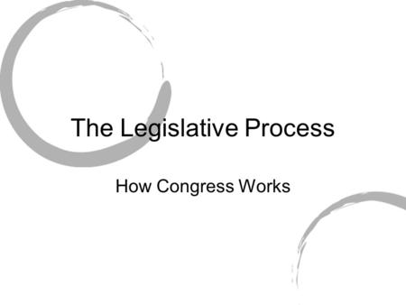 The Legislative Process How Congress Works. Helping Constituents As a lawmaker- sponsoring bills that benefit constituents. Committee work- supporting.