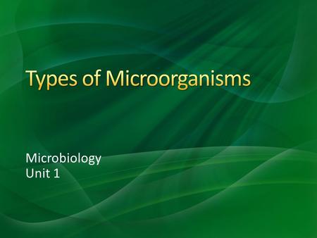 Microbiology Unit 1. BacteriaArchaeaFungi ProtozoaAlgaeViruses Multicellular Animal Parasites.