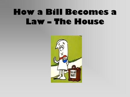 How a Bill Becomes a Law – The House 4 Types of Legislation  Bills  Joint Resolutions  Concurrent Resolutions  Resolutions.