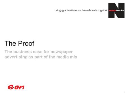 The Proof 1 The business case for newspaper advertising as part of the media mix.