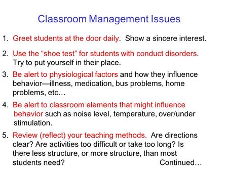 Classroom Management Issues