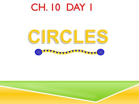 CH. 10 DAY 1. CH. 10: WE WILL STUDY: CONIC SECTIONS WHEN A PLANE INTERSECTS A RIGHT CIRCULAR CONE, THE RESULT IS A CONIC SECTION. THE FOUR TYPES ARE: