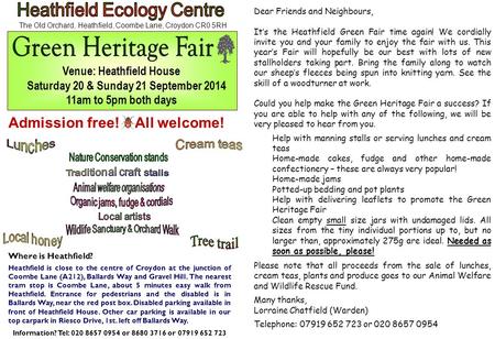 Admission free! All welcome! Where is Heathfield? Heathfield is close to the centre of Croydon at the junction of Coombe Lane (A212), Ballards Way and.
