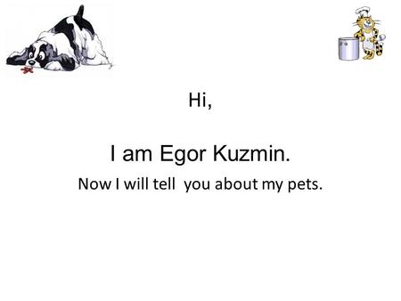 Hi, I am Egor Kuzmin. Now I will tell you about my pets.