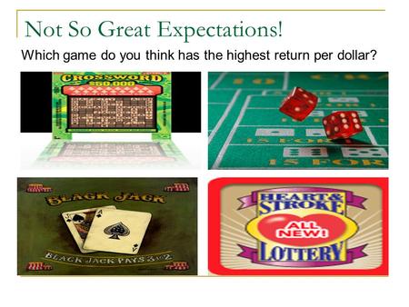 Not So Great Expectations! Which game do you think has the highest return per dollar?