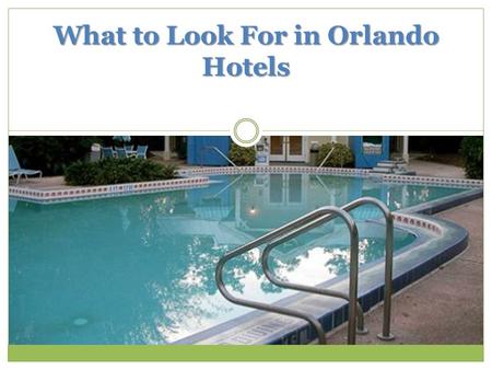 What to Look For in Orlando Hotels. Florida can be a great place to vacation, and Orlando hotels offer a variety of amenities that can lure a traveler.