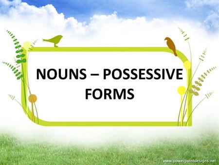 NOUNS – POSSESSIVE FORMS. SINGULAR NOUNS – POSSESSIVE FORM.