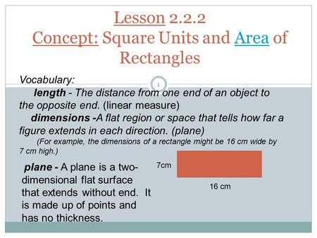 Lesson Concept: Square Units and Area of Rectangles