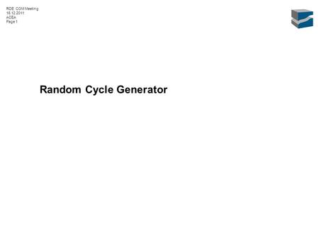RDE COM Meeting 16.12.2011 ACEA Page 1 Random Cycle Generator.