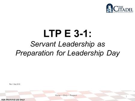 LTP E 3-1: Servant Leadership as Preparation for Leadership Day