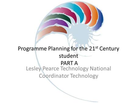 Programme Planning for the 21 st Century student PART A Lesley Pearce Technology National Coordinator Technology.
