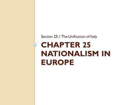 Chapter 25 Nationalism in Europe
