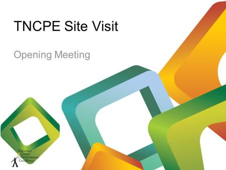 TNCPE Site Visit Opening Meeting. Opening Meeting Agenda Introductions Applicant presentation TNCPE presentation –TNCPE overview –Where we are in the.