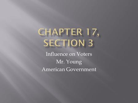 Influence on Voters Mr. Young American Government.