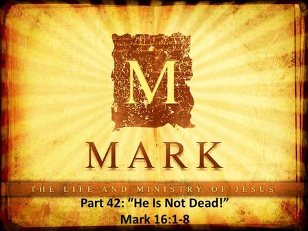 Part 42: “He Is Not Dead!” Mark 16:1-8. Hopeful or Hopeless?