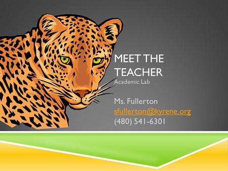 MEET THE TEACHER Academic Lab Ms. Fullerton (480) 541-6301.