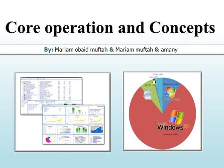 Core operation and Concepts By: Mariam obaid muftah & Mariam muftah & amany.