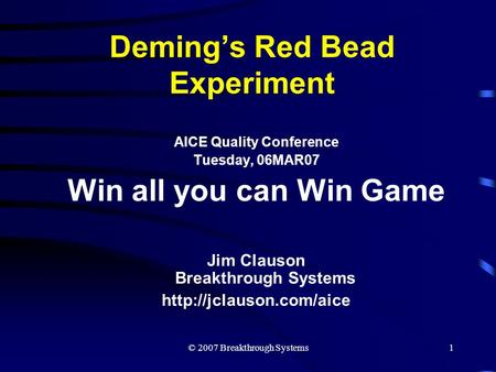 Deming’s Red Bead Experiment
