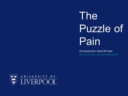 The Puzzle of Pain The Reverend Dr. David CM Taylor