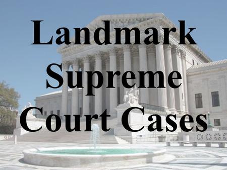 Landmark Supreme Court Cases. Marbury v Madison (1803) Significance: The power of judicial review was given to the Supreme Court.
