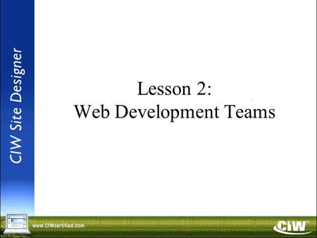 Lesson 2: Web Development Teams