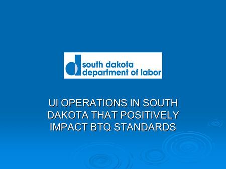 UI OPERATIONS IN SOUTH DAKOTA THAT POSITIVELY IMPACT BTQ STANDARDS.