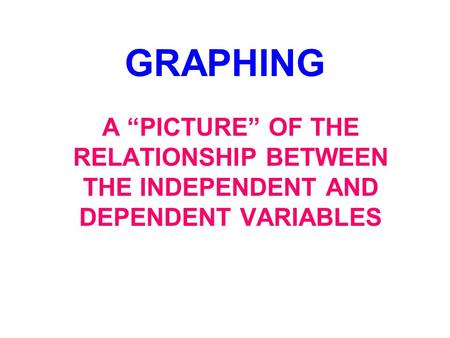 GRAPHING A “PICTURE” OF THE RELATIONSHIP BETWEEN THE INDEPENDENT AND DEPENDENT VARIABLES.