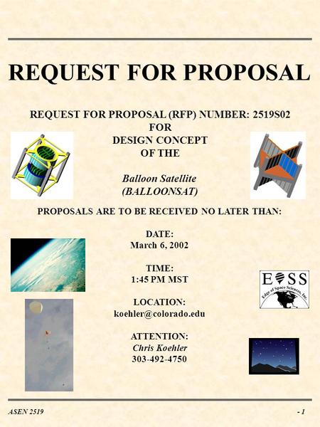 REQUEST FOR PROPOSAL REQUEST FOR PROPOSAL (RFP) NUMBER: 2519S02 FOR
