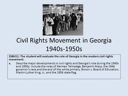 Civil Rights Movement in Georgia 1940s-1950s