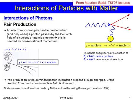 Interactions of Particles with Matter