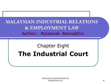 Chapter Eight The Industrial Court
